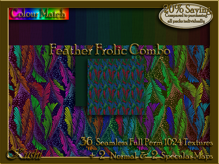 Second Life Marketplace - Feather Frolic Combo Seamless Texture Set