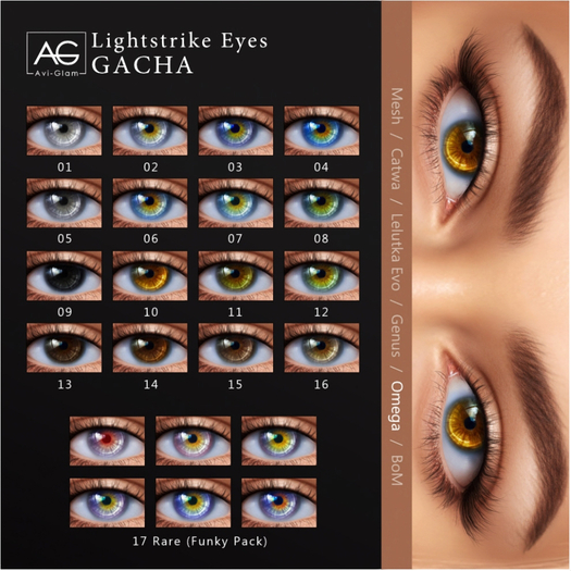 AG. Lightstrike Eyes Gacha - Omega - 17 RARE -`ღ´-
