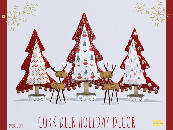 {OBD} Cork Deer Holiday Decor 