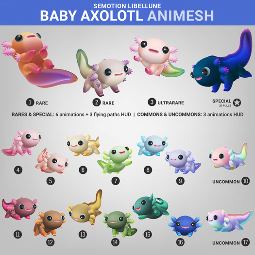 SEmotion Libellune Baby Axolotl Animesh #2 RARE