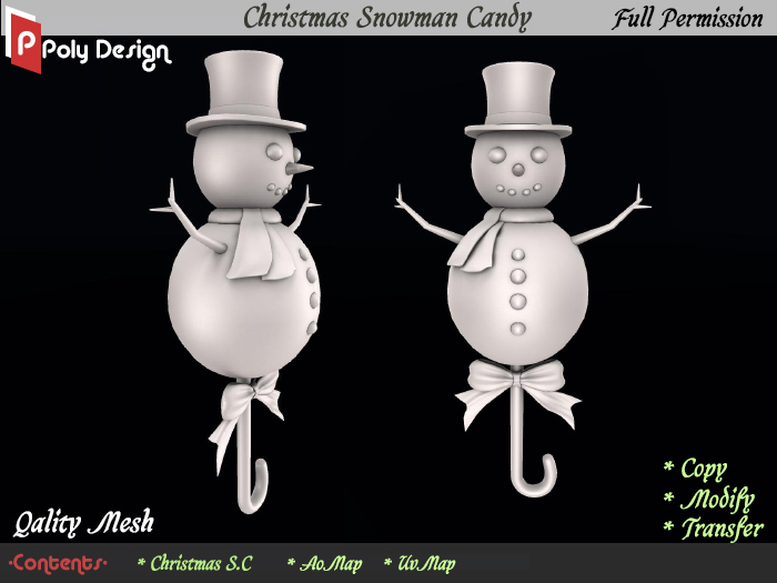 [Poly Design]-Snowman Candy-HUD-BOX_Full Perm