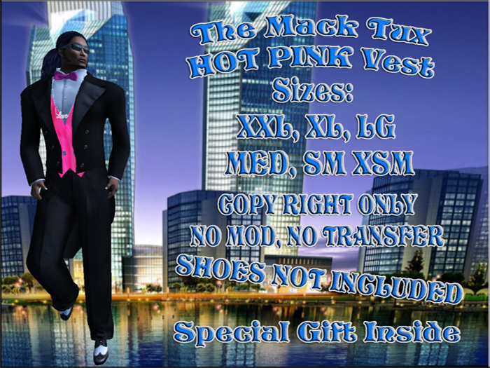 MACKS Long Tail Tuxedo W HOT PINK Vest