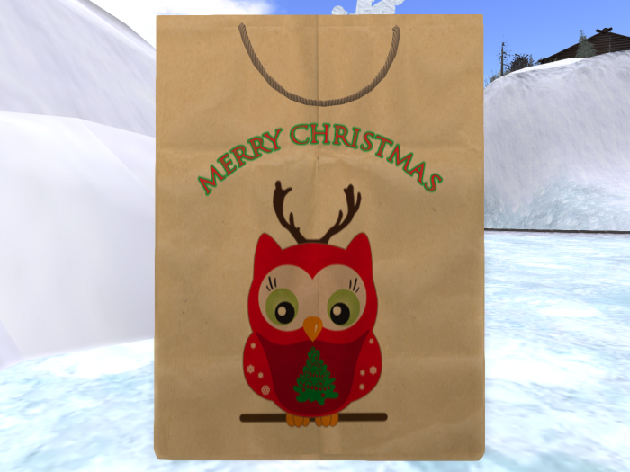 XMAS Paperbag red owl + 3D Text Merry Christmas + XMAS Card