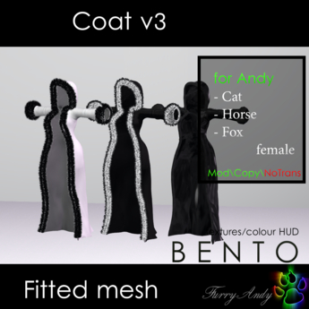 Second Life Marketplace - Furry Andy - Coat v3 for Andy Cat/Horse/Fox
