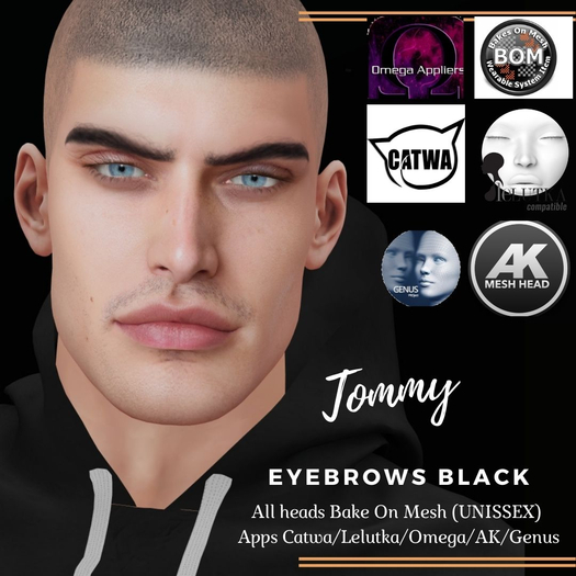 !O.S!  brow black Tommy BOM/Omega/AK/ Lelutka/Catwa
