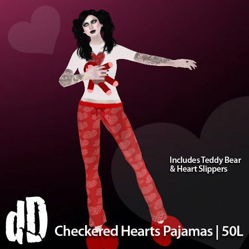 Delaney's Valentines Pajamas - Checkered Hearts PJs