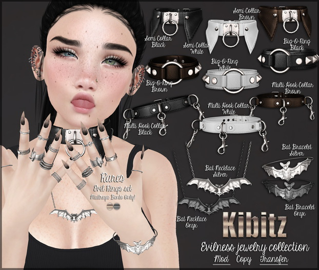 Kibitz - Multi hook collar - white