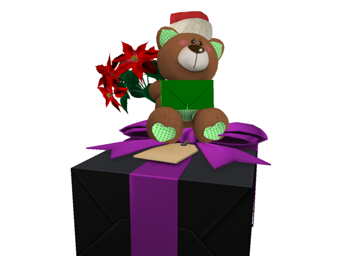 [AE] - Gift Box Shop - Gift Box and Xmas Teddy w Poinsettia 4A