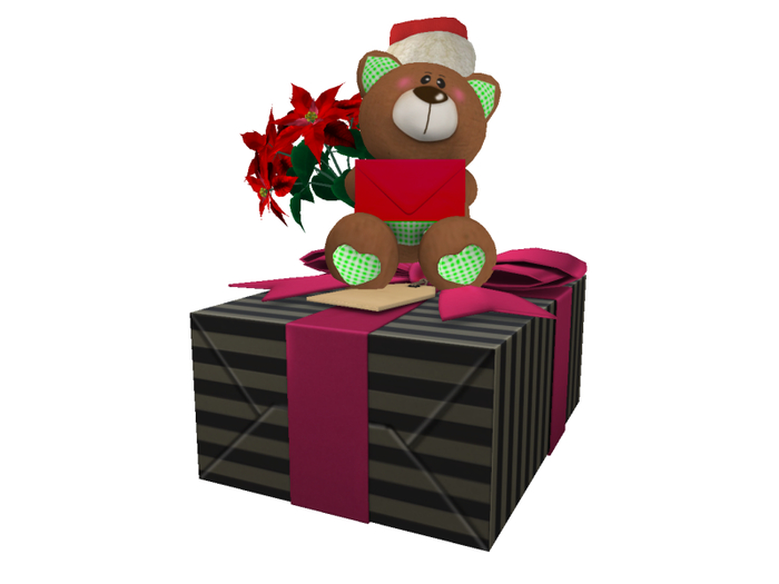 [AE] - Gift Box Shop - Gift Box and Xmas Teddy w Poinsettia 3A