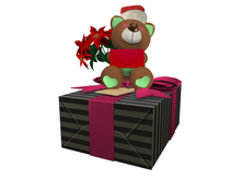 [AE] - Gift Box Shop - Gift Box and Xmas Teddy w Poinsettia 3A
