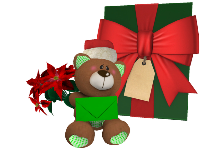 [AE] - Gift Box Shop - Gift Box and Xmas Teddy w Poinsettia 2B