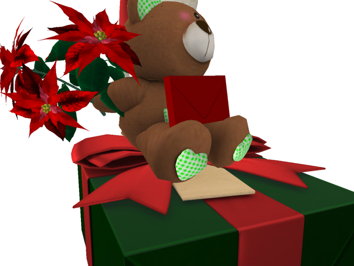 [AE] - Gift Box Shop - Gift Box and Xmas Teddy w Poinsettia 2A