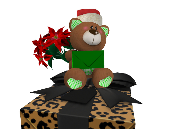 [AE] - Gift Box Shop - Gift Box and Xmas Teddy w Poinsettia 1A