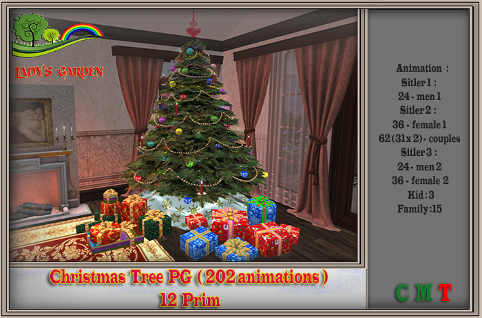 Lady's Garden - Christmas Tree PG ( 202 animations ) 12 Prim