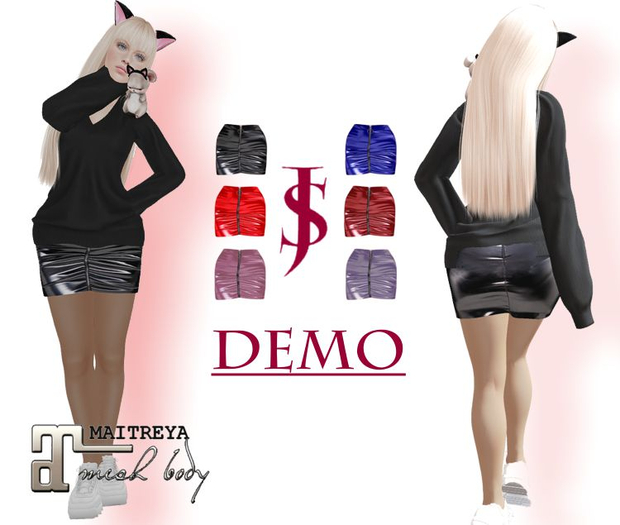 * JS * Falda de vinilo / látex con cremallera * CAJA / multicolor solo Maitreya DEMO