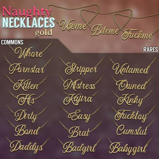 [Kres] Naughty Necklaces - GOLD - Biteme - RARE