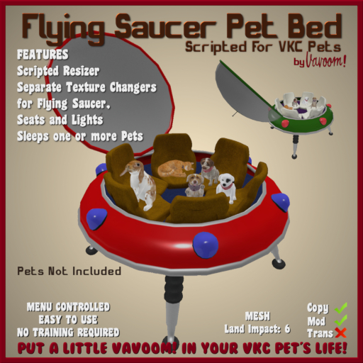 Flying Saucer Pet Bed by Vavoom! (Boxed) - Accessories and Toys for Virtual Kennel Club (VKC®) Pets - No Training Requir