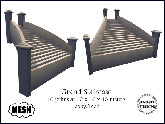 Grand Staircase by Akira Kinomis - Large Mesh Staircase