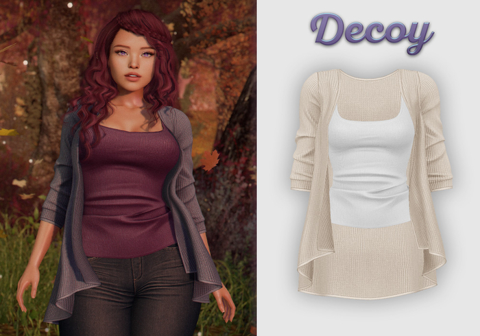 Decoy - Pearla Cardigan: Cream - Maitreya Lara, Belleza Freya, Meshbody Legacy