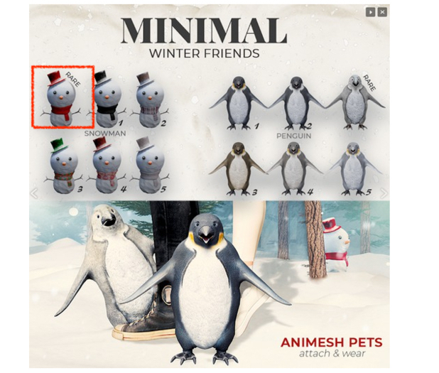 MINIMAL - Winter Friends - Snowman RARE - WEAR ME