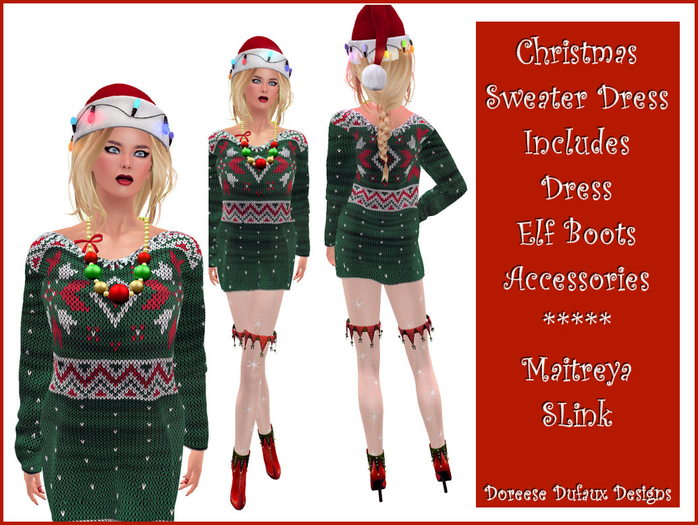 CHRISTMAS SWEATER DRESS GREEN - MAITREYA SLINK