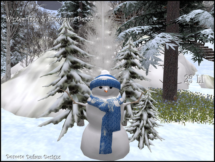 WINTER CHRISTMAS SNOWMAN & TREES - LANDSCAPING DECOR