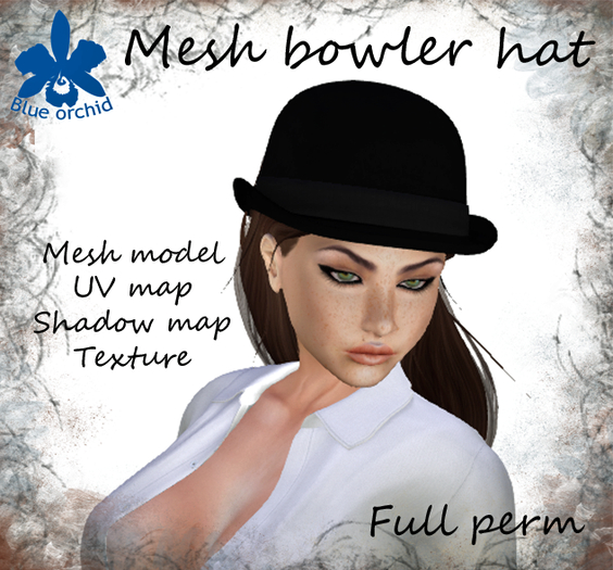 Blue orchid ~  Mesh bowler hat (boxed)