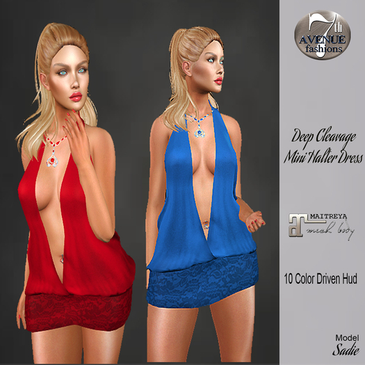 Deep Cleavage Mini Halter Dress