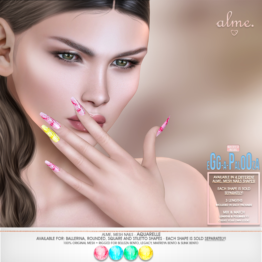 alme. Mesh Rounded Nails - Aquarelle (boxed)