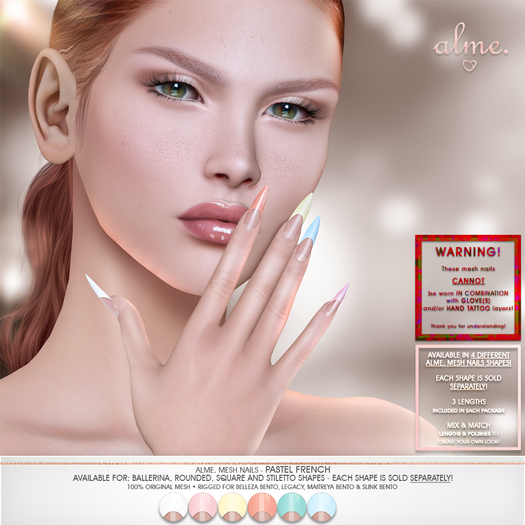 alme. Mesh Rounded Nails - Pastel French 2.0 (boxed)