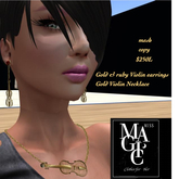 Violin Necklace & earrings Gold set -BOX