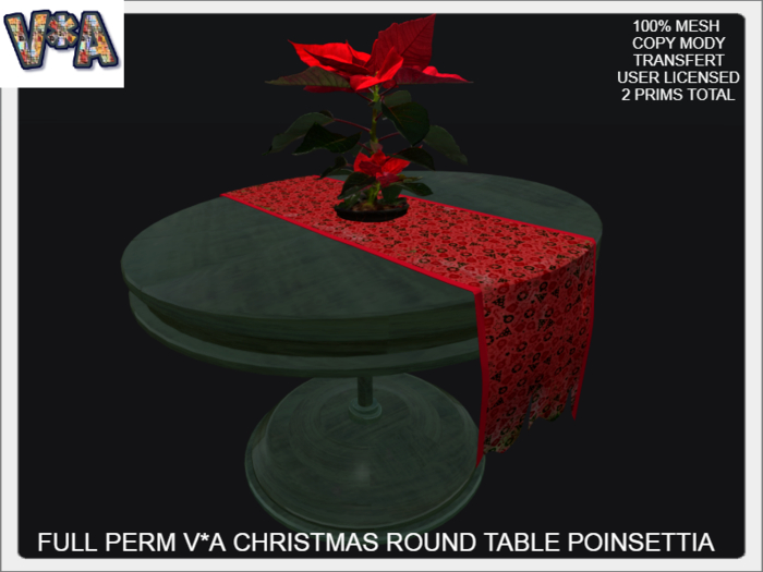FULL PERM V*A CHRISTMAS ROUND TABLE POINSETTIA