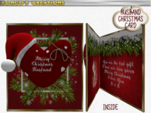 BMC2074 - MERRY CHRISTMAS HUSBAND. SANTA HAT & LOVE HEART CARD.