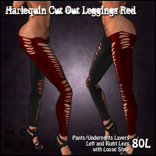 [Sassy Kitty Designs] Harlequin Cut Out Leggings Red