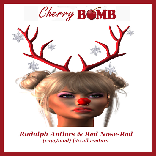 *CB*Rudolph Antlers & red nose-Red