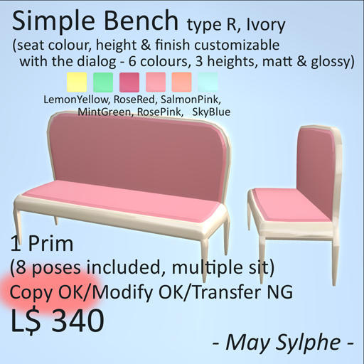 - May Sylphe - Simple Bench R 6Colours/Ivory
