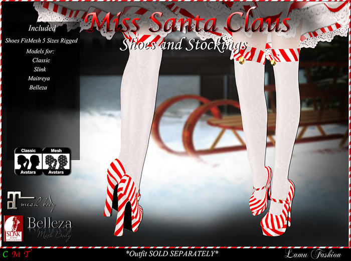 -Lamu Fashion-Shoes with Stockings *Miss Santa Claus* 
