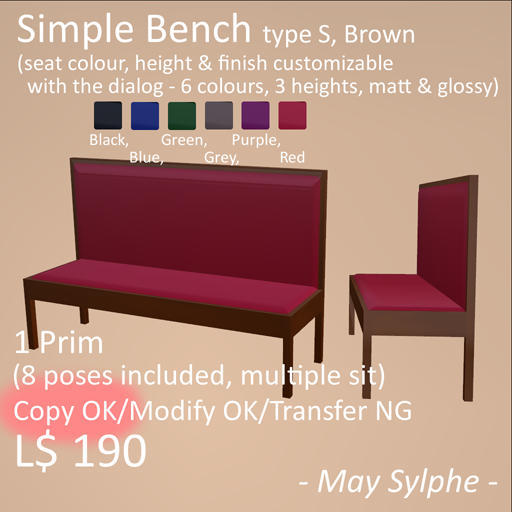 - May Sylphe - Simple Bench S 6Colours/Brown