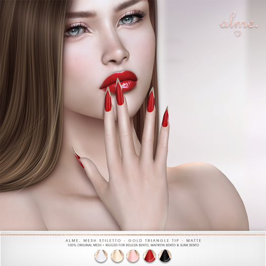 alme. Mesh Stiletto - Gold Triangle Tip Matte (wear to unpack)
