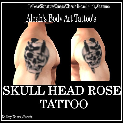 SKULL HEAD ROSE ARMS TATTOO