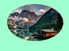 Oval Landscape-Lake Cabin