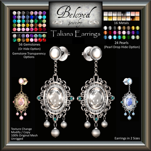 Beloved Jewelry : Taliana Earrings (Texture Change) Pearl, Gemstones, Gold, Silver, Amethyst, Diamond