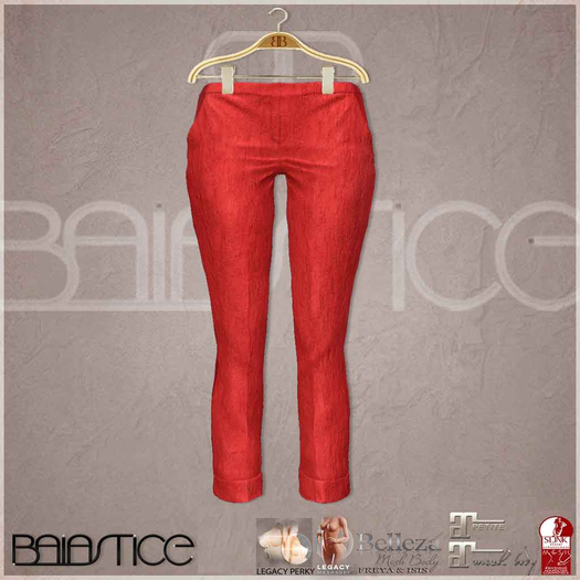 Baiastice_Low Rise Turn Up Trousers-Red