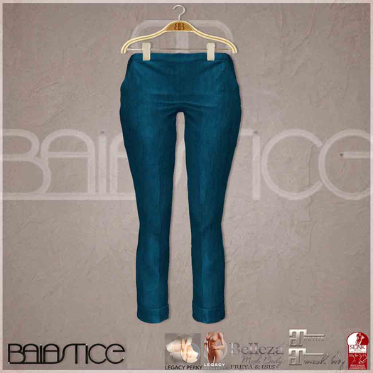 Baiastice_Low Rise Turn Up Trousers-Blue