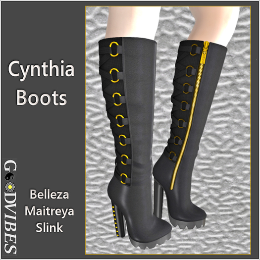 Cynthia Boots Gold Metal 