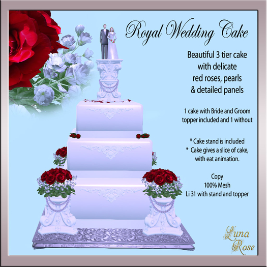Royal Wedding Cake - Red roses