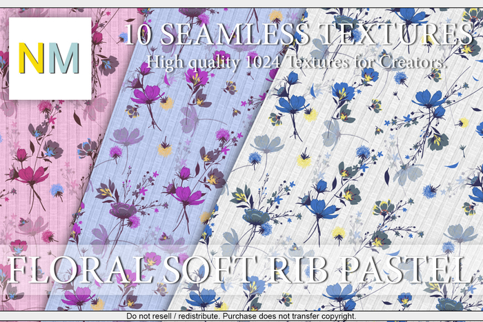 Floral Soft Rib Pastel 10 Seamless Textures NM