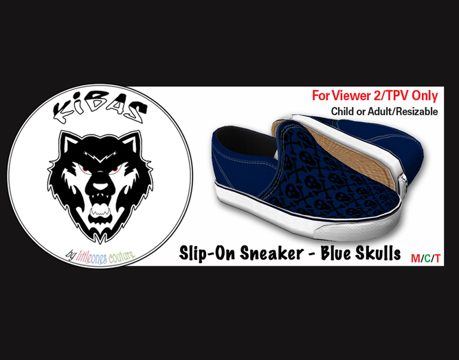 ~[Kibas]~ Slip-On Sneaker - Blue/Skulls