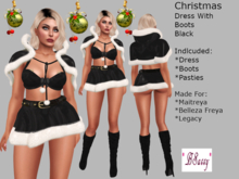 *BSASSY* HOLIDAY SPECIAL CHRISTMAS DRESS #20 AND BOOTS BLACK