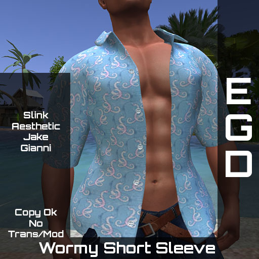 (EGD) Wormy open short sleeve button up